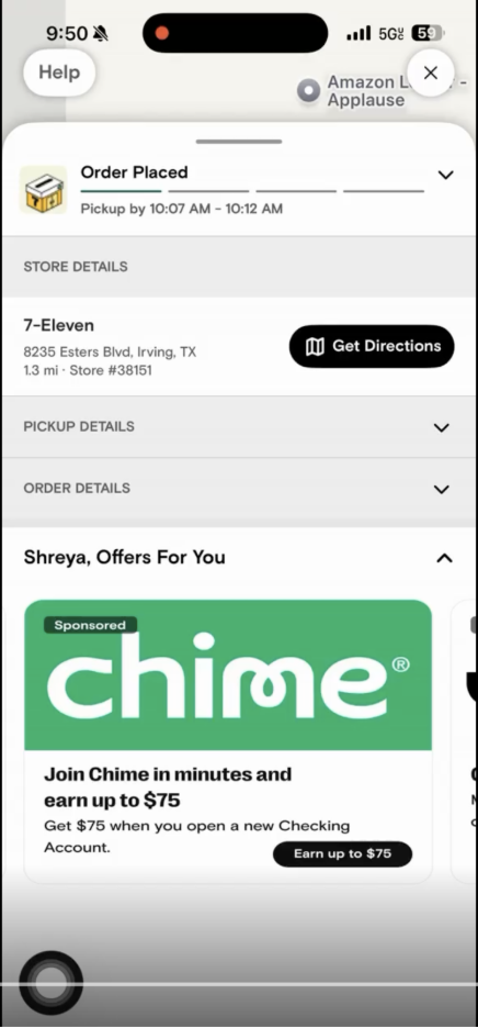 7-Eleven 7NOW order confirmation live