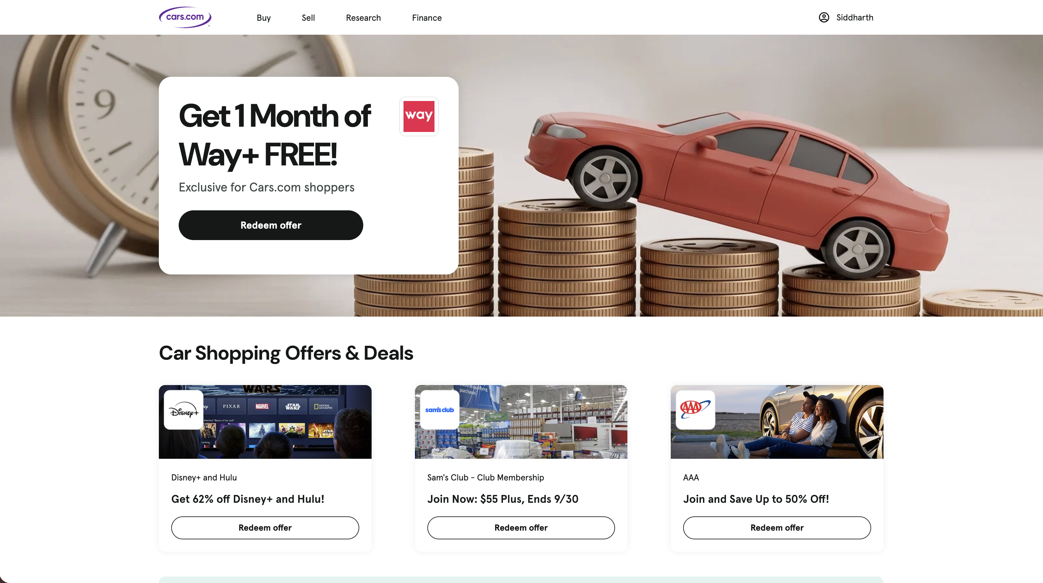 Cars.com offers page live