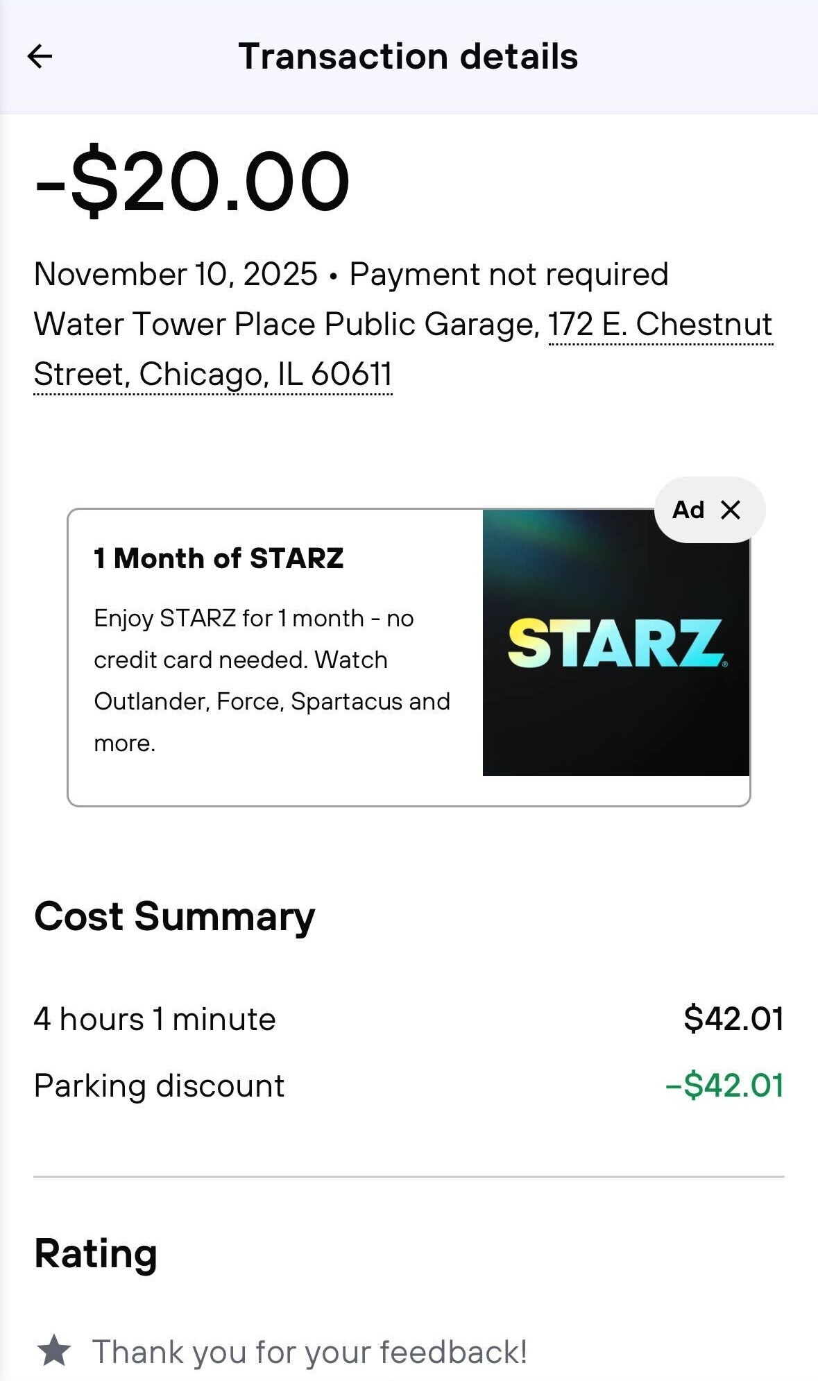 Metropolis parking receipt live