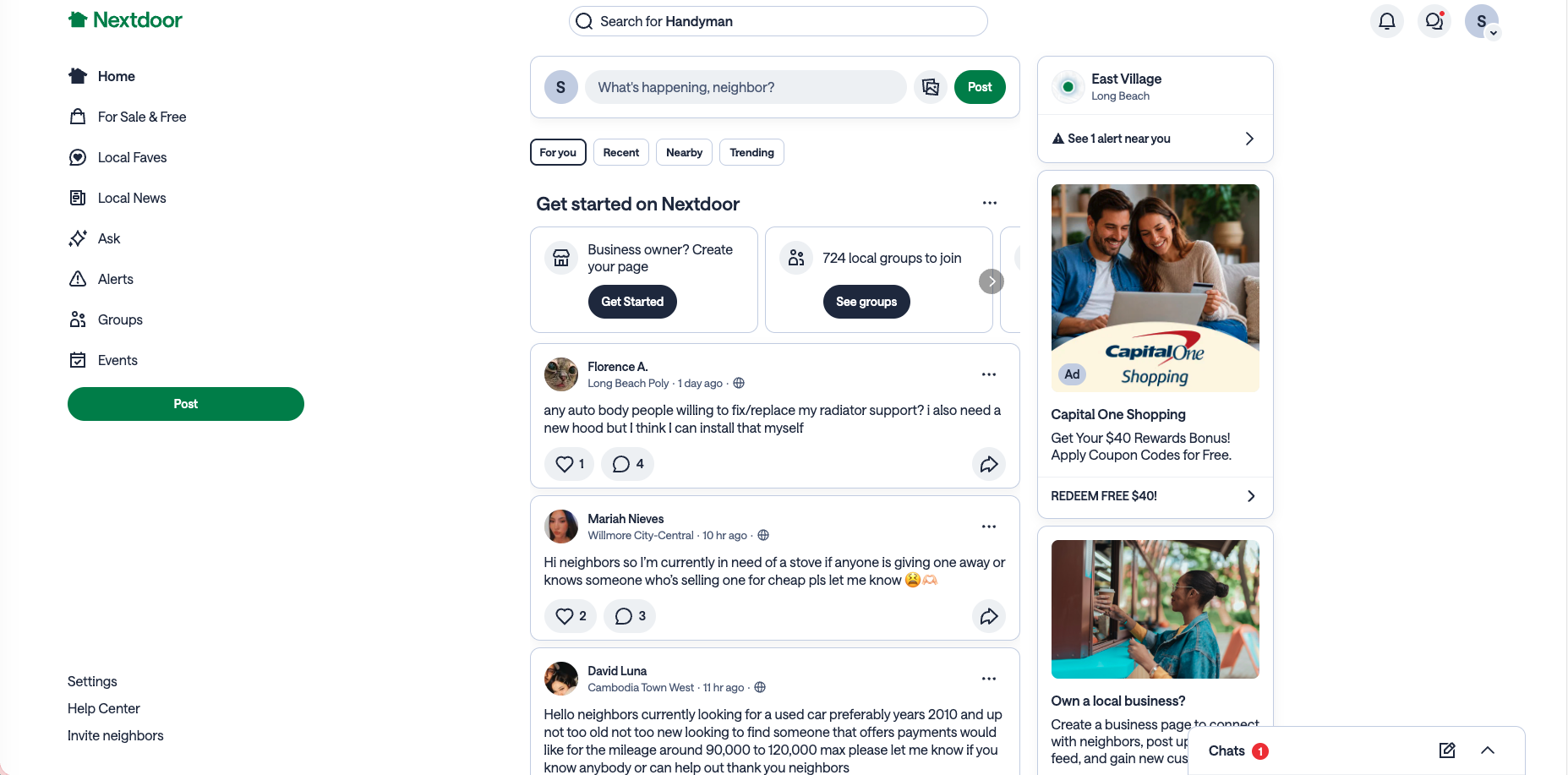 Nextdoor partner offers — right rail live
