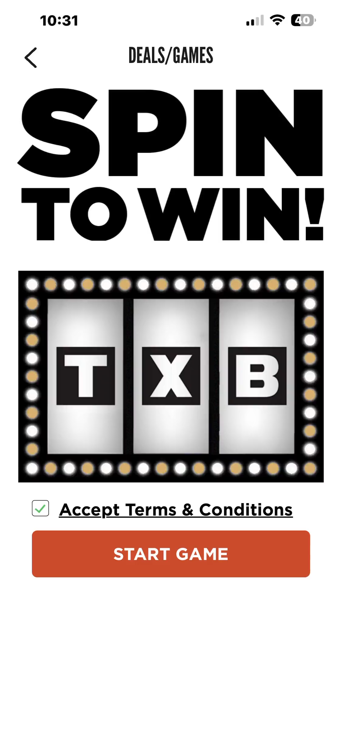 TXB spin-to-win game live